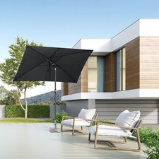 300 x 200 cm Alu Gartenschirm Rechteckig Sonnenschirm XL Marktschirm mit Kurbel