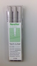Nestler Tech-Liner Tintenzeichner 0,2 0,4 0,8mm Stärke Pigment Tinte OVP Vintage