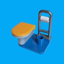 Playmobil - WC Toilette - orange / blau /grau - mit Toilettenpapierhalter