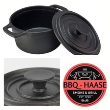 Gusseisen Topf mit Deckel 20 cm - Grilltopf Eisentopf Kochtopf Schmortopf Bräter