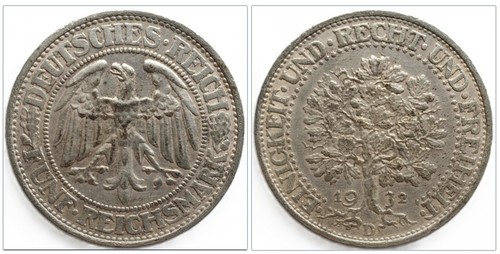Fünf reichsmark 1932 - fünf,
