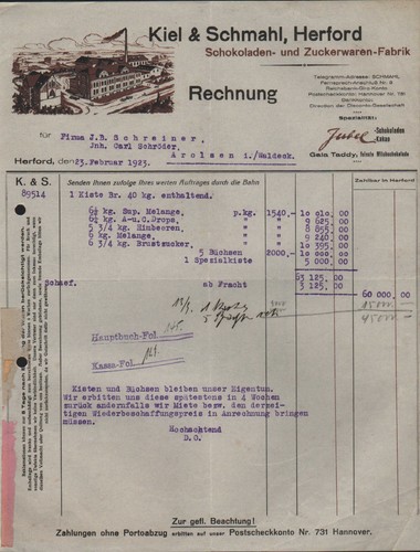 Herford rechnung 1923 - rechnung,