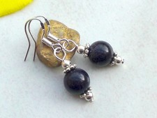 BLAUFLUSS Ohrringe Edelstein Perlen Ohrhänger Ohrschmuck Blaufluß 8 mm