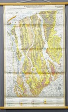 Vintage Landkarte Wandbild Rollbar Wandtafel Deutschland Bayern Bezirk Schwaben