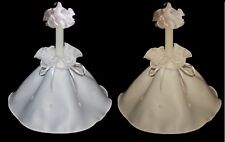 Kerzenrock + Tropfschutz weiß creme Perlenblumen Kommunionkleid Anzug Taufe neu