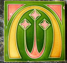 Jugendstil Fliese art nouveau tile Bankel Drei Sterne Pyramide stilisiert super