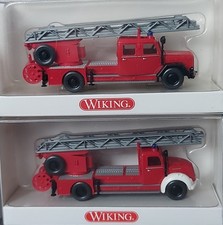 Feuerwehr Drehleiter Magirus DL 25 h Eckhauber und Rundhauber WIKING 1:87 OVP