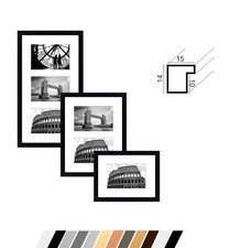 Collage Holz Bilderrahmen  "PINO" Galerie mit Passepartout für 1 - 3 Fotos