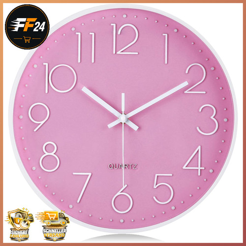 Ziffern wanduhr rosa - 3d,