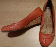 AF Damen Schuhe Pumps High Heels Gr.39 Lachs Orange glänzend Sammler Keilpumps 