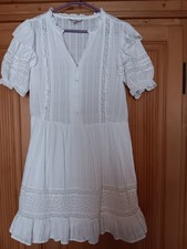 Kleid NEU Mädchen Damen Gr. 38 Weiß  Rüschen Puffärmel Boho Festival Country
