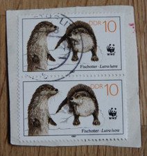 Briefmarke DDR - WWF - Fischotter - Lutra lutra