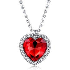 Titanic Herzdose Halskette Damen blau Saphir rhodiniertes Schmuckstück
