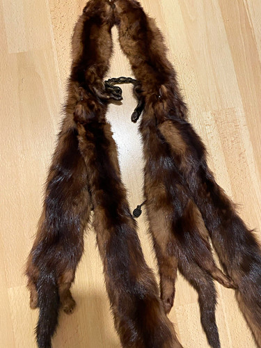 Damen pelzschal braun mit - pelzschal,