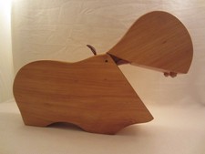 HIPPO NILPFERD FLUSSPFERD FIGUR HOLZ SKULPTUR VINTAGE 1970'er JAHRE MAUL  AUF ZU