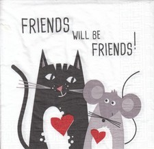 4 Lunch Papier Servietten Napkins (F9-6) Katze und Maus