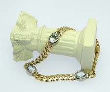 ♦ Panzerarmband 14 kt 14k 585 er Gelb Gold mit Aquamarin L. 19 cm Armband Massiv