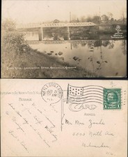 Postcard Neillsville Wisconsin Black River Grand Avenue Brigde 1924