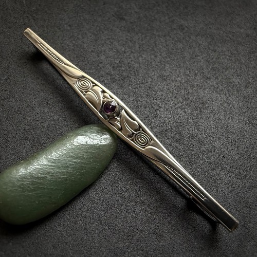 Jugendstil brosche versilbert - brosche,