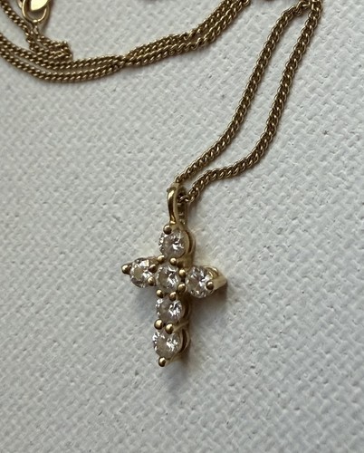 Zarter 18k gold diamant kreuz - gold,