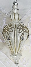 ❀ Hängedeko Barock Zapfe Silbern o. Creme Eislack Tropfen Christbaum Ornament 99