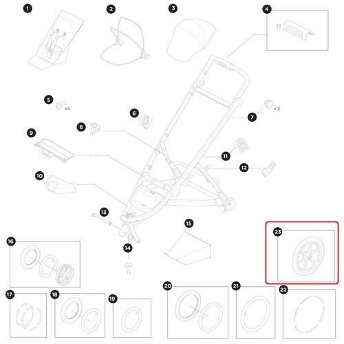 Thule rear wheel assembly - wheel, 16"