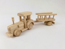 Traktor mit Leiterwagen Holzspielzeug Kinderspiel Holz-LKW Fahrzeug 36x8x11 cm