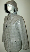 Damen PU PVC Glanz Lack Elegante Parka + Kapuze Jacke  Mantel Friesennerz 38 S-M