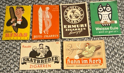Alte zündholz etiketten - 6x, zündholz-etiketten