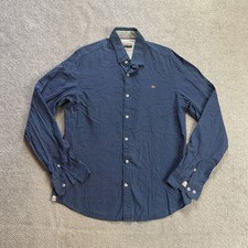 NAPAPIJRI Herren Hemd Shirt Gr. L Slim Fit Casual Langarm Muster Logo 5407 Blau