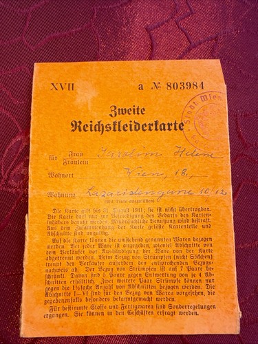 Zweite reichskleiderkarte - zweite,