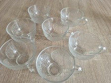  7 x Arcoroc TEEGLAS Glas  Tassen * Blattmotiv France Vintage