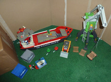 PLAYMOBIL - 4472 - Großes Containerfrachtschiff ,4470 - Hafenkran, Bojen, Lader,
