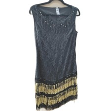 20 er Jahre Kostüm Damen Kleid Größe:M  schwarz gold