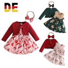 Mädchen Taufkleid Weihnachten Wollkardigan Plüschmantel Schleifenkopfband Outfit