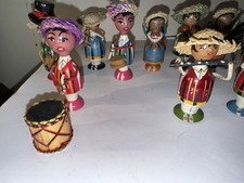 Vintage Kuba Musiker Figuren Set 10 STK Holz 60ef Handbemalt Kunstvolks Sammler