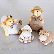 4 Sorten Keramik Woll Schaf Figuren 7/9/13 cm Tierfiguren Dekofiguren Handarbeit