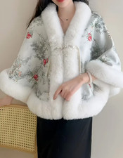 Eleganter Cardigan im chinesischem Stil Wintermode kuschlige Winterjacke Damen