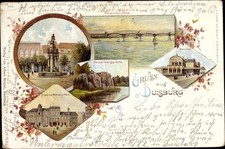 Litho Duisburg im Ruhrgebiet, Merkator Denkmal, Bahnhof, Friedrich... - 10525923