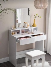 Schminktisch mit Spiegel  Kosmetiktisch Frisiertisch  Make-up Tisch Weiß