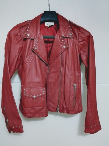 Mango lederjacke damen weinrot - mango,