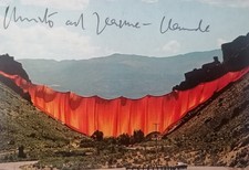 CHRISTO & JEANNE-CLAUDE - "Valley Curtain"  Kunstpostkarte signiert - RAR !!!