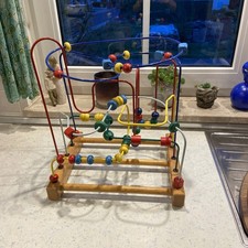 Motorikschleife Groß Bunt 5 Schleifen Holz Draht Holzspielzeug Massiv - TOP