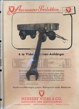 Typenblatt VIDAL Harburg '6 to LKW Pritschen-Anhänger',  Original 50er Jahre