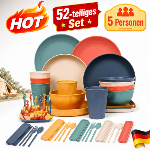 Geschirrset teilig camping - 52-teilig,
