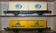 2 Fleischmann Containertragwagen aus der Hultmans Serie von Schweden in "OVP"