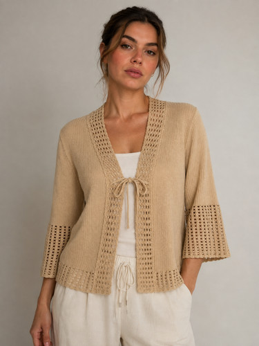 Damen strickjacke beige - strickjacke,