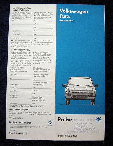 Taro preisliste 03 1991 - preisliste,, 25.03.1991