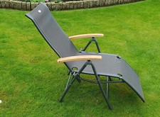  2 Stück Hartmann Garten-Liegestuhl  Relexsessel Alumimum mit Teak Arm-Lehne 