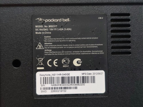 Packard bell easynote - easynote, ns11hr